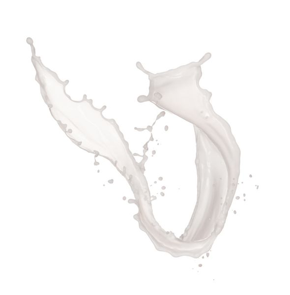 عکس جدا شده از پاشیدن شیر در پس زمینه سفید