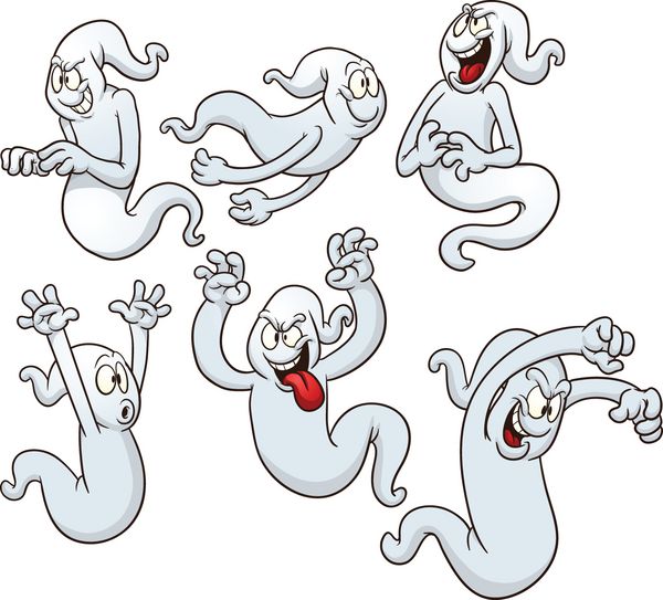 کلیپ هنری ارواح وکتور کارتونی با شیب ساده هر ژست در یک لایه جداگانه