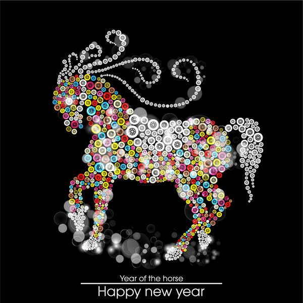 بروشور بنر یا پوستر جشن سال نو مبارک 2014 با تصویر اسب نماد چینی سال