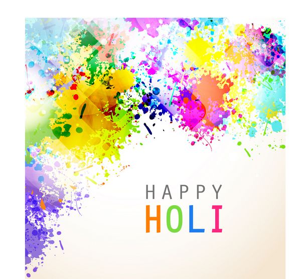 جشن‌های جشن هولی شاد جشنواره هند با رنگ‌هایی که روی پس‌زمینه انتزاعی می‌چسبند