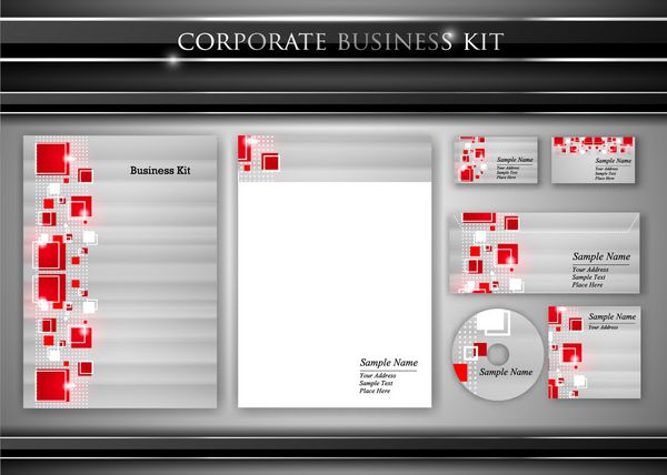 کیت هویت شرکتی یا کسب و کار حرفه ای شامل طرح های جلد سی دی کارت ویزیت پاکت نامه و سر نامه بردار