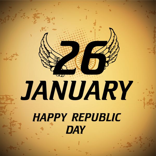 مفهوم روز جمهوری هند مبارک با متن شیک 26 ژانویه در پس زمینه قهوه ای رنگی با بال