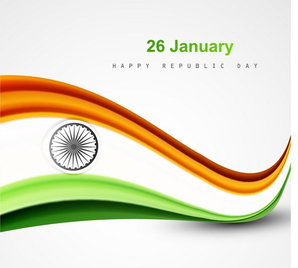 وکتور هنری طرح موج سه رنگی شیک پرچم هند روز جمهوری