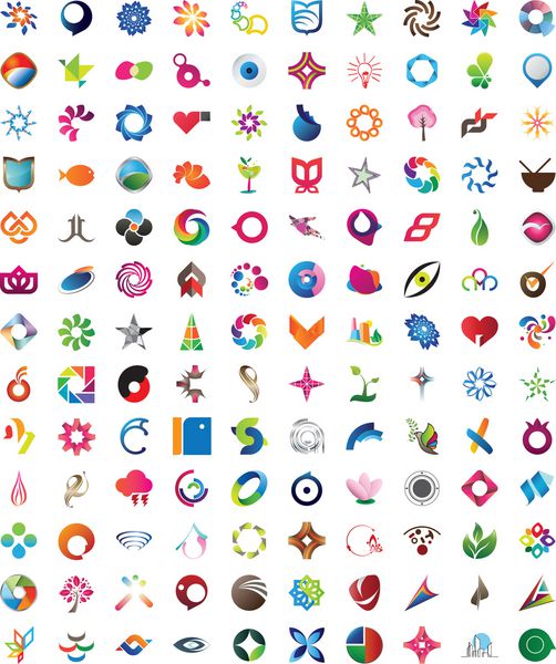 صد و سی قطعه از عناصر طراحی مد روز رنگارنگ و منحصر به فرد نمادها و نمادها