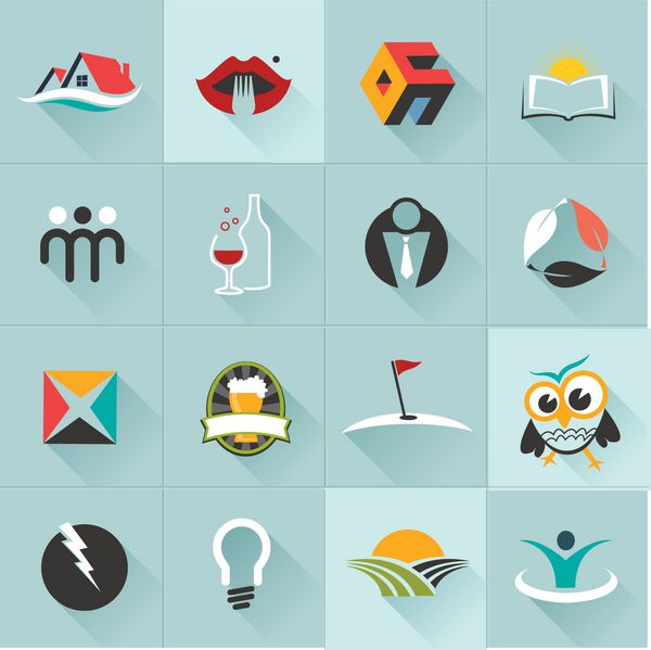 مجموعه ای از لوگوها آیکون های وب و نمادهای تجاری و انتزاعی - وکتور طراحی گرافیکی