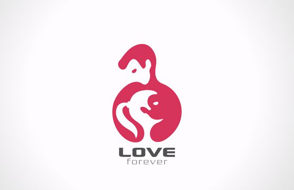 الگوی وکتور Couple in Love روز ولنتاین مبارک نماد مفهومی طراحی خلاقانه یین یانگ