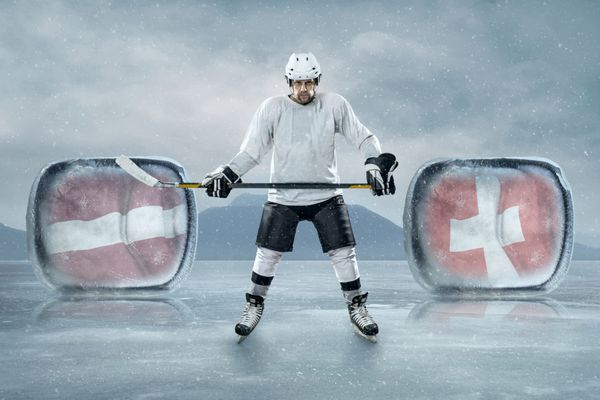 بازیکن هاکی روی یخ بازی کانادا و نروژ