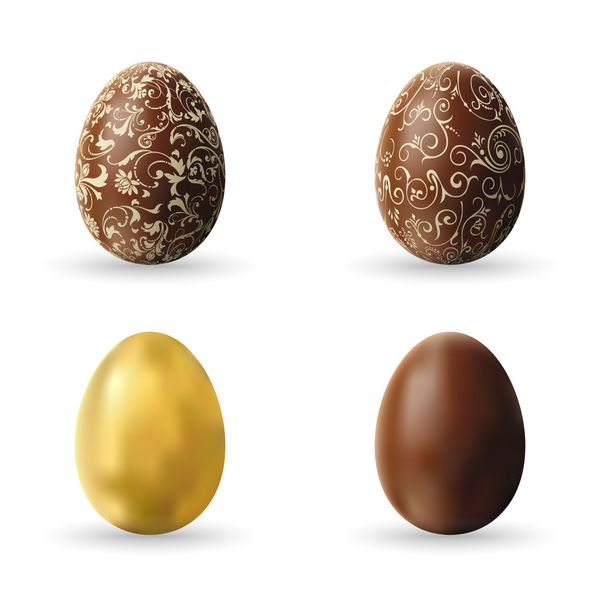 شکلات تزئین شده عید پاک و تخم مرغ طلایی طرح وکتور
