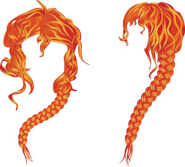 موهای قرمز موج دار و بلند زیبا با مدل موی بافته شده