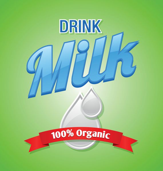 الگوی سند شیر نوشیدنی با قطره و روبان در پس‌زمینه سبز