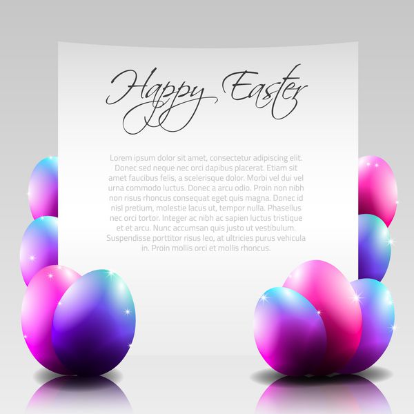 نامه وکتور عید پاک مبارک با تخم مرغ بنفش
