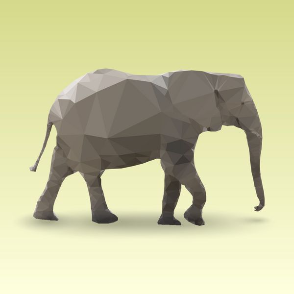 فیل ایزوله ساخته شده با مثلث طراحی وکتور