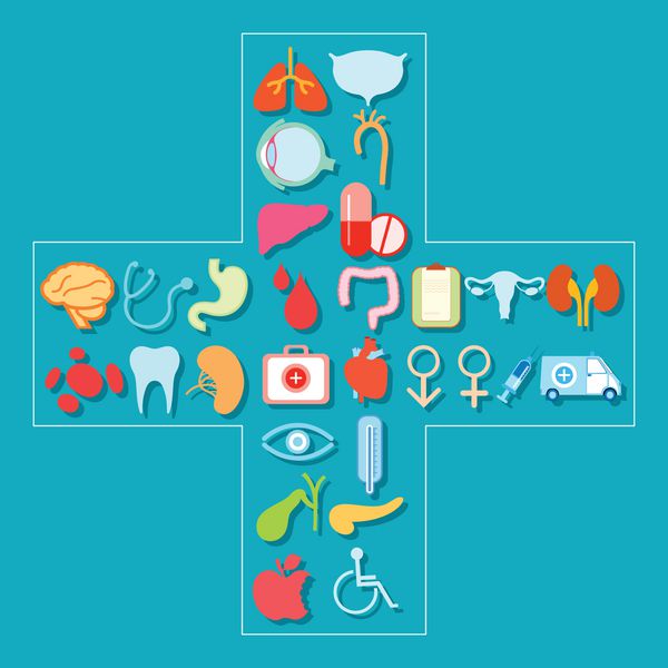 تصویری از نماد بهداشت و درمان و پزشکی که شکل متقاطع را تشکیل می دهد