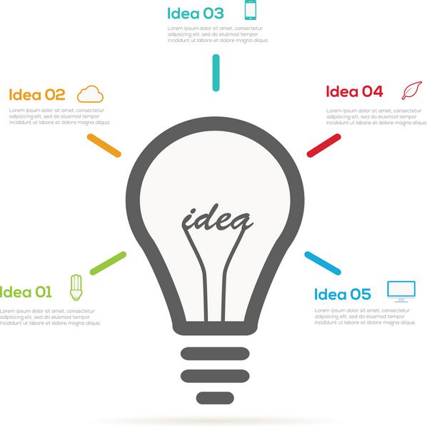 لامپ اینفوگرافیک طراحی ایده های خلاقانه