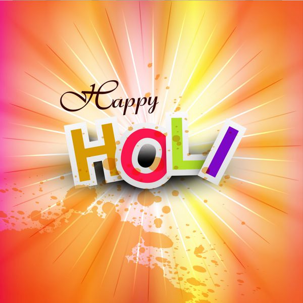 وکتور هولی شاد برای پس زمینه جشن جشنواره هندی رنگارنگ
