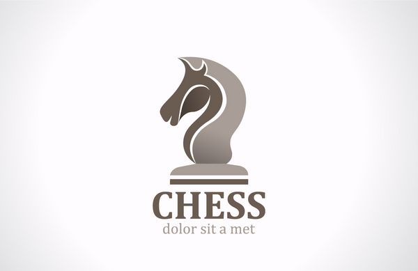 الگوی طراحی لوگوی وکتور شکل شبح شبح نماد کلوپ شطرنج اسب مفهوم وکیل