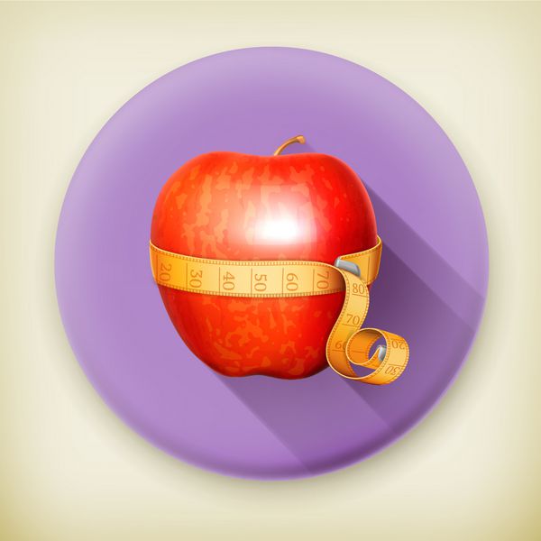 اندازه‌گیری نوار و نماد وکتور سایه بلند سیب