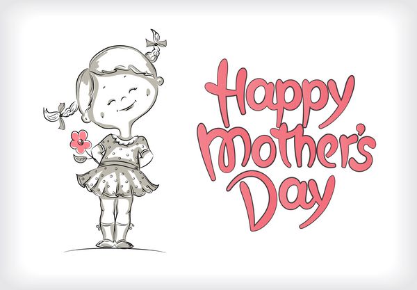تصویر روز مادر مبارک با طرحی از دختر