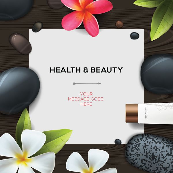 الگوی سلامت و زیبایی با محصولات آرایشی و بهداشتی اسپا طبیعی وکتور