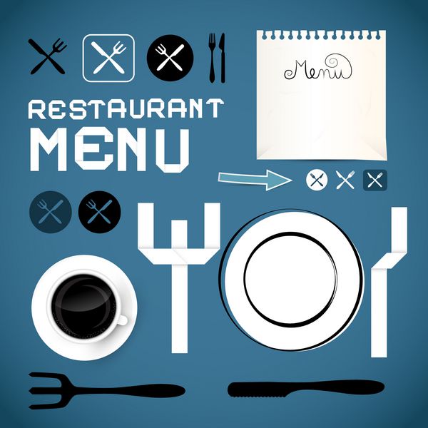 قالب منوی رستوران - وکتور عناصر طراحی