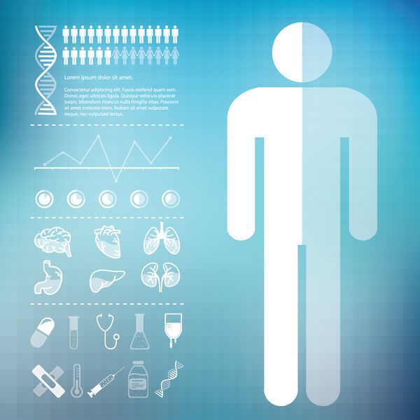 اینفوگرافیک پزشکی در پس زمینه آبی پزشکی