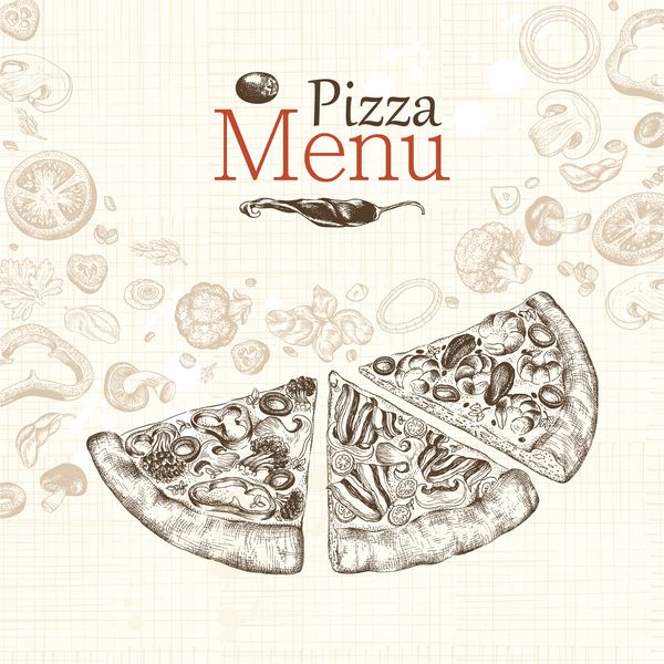 منوی رستوران پیتزا تصویر دستی