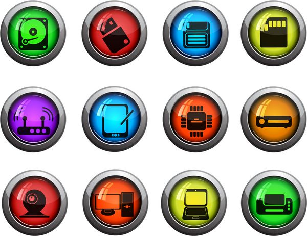 نمادهای وکتور رنگی تجهیزات کامپیوتری