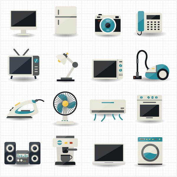 نمادهای لوازم خانگی و دستگاه های الکترونیکی