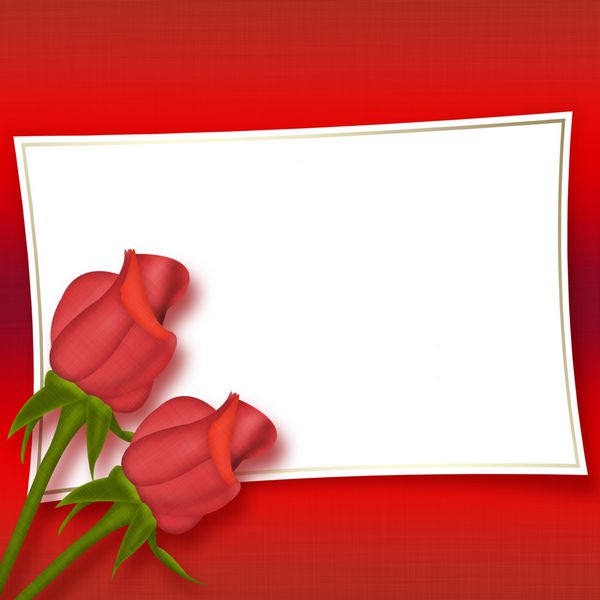 کارت با گل رز قرمز زیبا