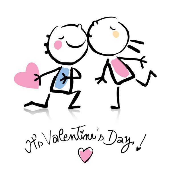 بوسه روز ولنتاین کارتونی افراد عاشق عاشق