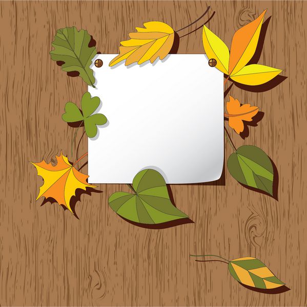 پس زمینه پاییزی با برگ جای خالی روی پس‌زمینه چوبی با فضای متن شما کارت شکرگزاری