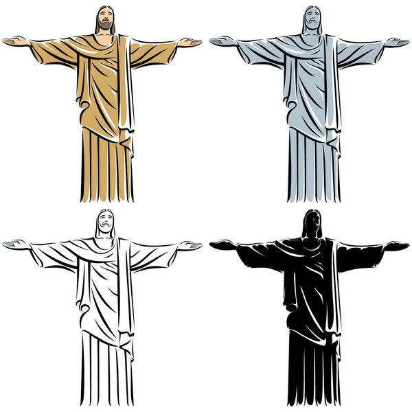 مسیح نجات دهنده تصویر تلطیف شده از عیسی مسیح در 4 نسخه از شفافیت و شیب استفاده نشده است