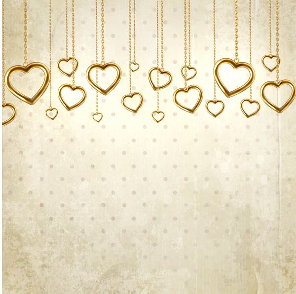 قلب های طلایی برای طراحی عروسی یا روز ولنتاین