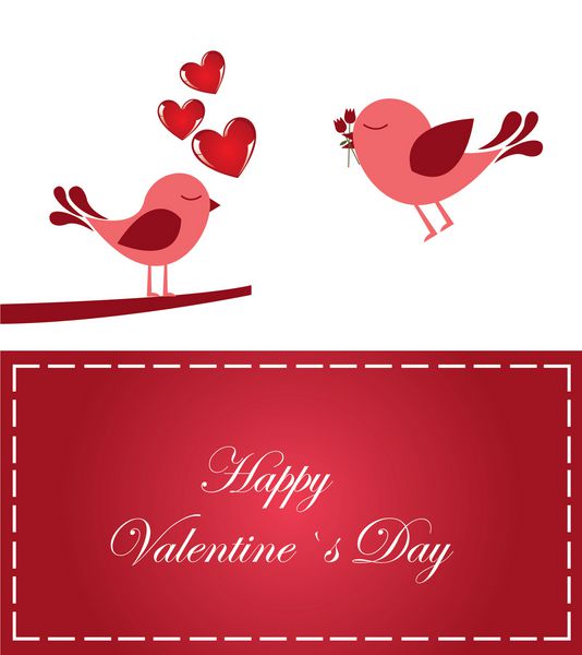کارت روز ولنتاین با پرندگان دوست داشتنی وکتور
