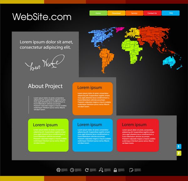 قالب طراحی وب با نقشه جهان قابل ویرایش آسان