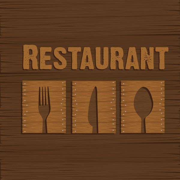 تابلوی چوبی برای رستوران در زمینه زرد
