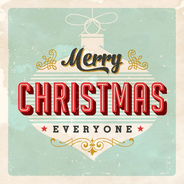 کارت کریسمس قدیمی - وکتور جلوه های گرانج را می توان به راحتی برای یک علامت کاملاً جدید و تمیز حذف کرد