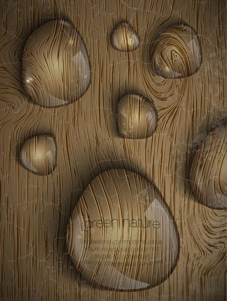 قطرات شبنم در زمینه چوبی