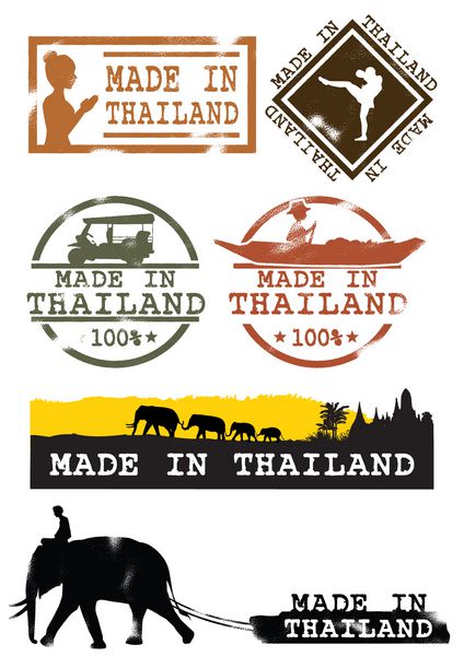 تصویر تمبر لاستیکی گرانج با نماد تایلند وکتور