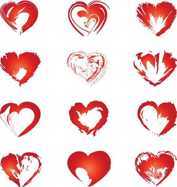 مجموعه ای از قلب های قرمز وکتور