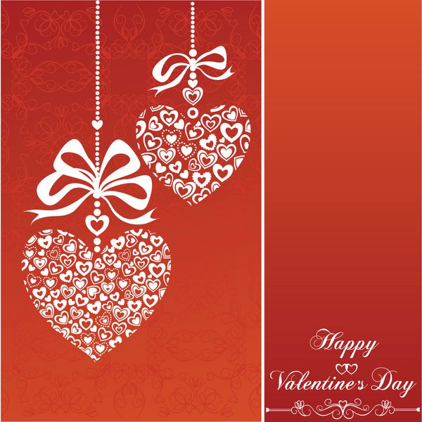 کارت تبریک روز ولنتاین با قلب های مرکب نسخه وکتور