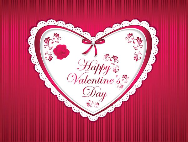 کارت پستال روز ولنتاین مبارک با مروارید پاپیونی روبان گل و قلب