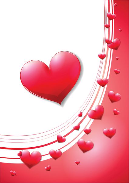 کارت روز ولنتاین با قلب های پراکنده بنفش
