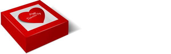 جعبه بسته کادو قرمز ولنتاین یا عروسی با یک قلب قرمز داخل وکتور