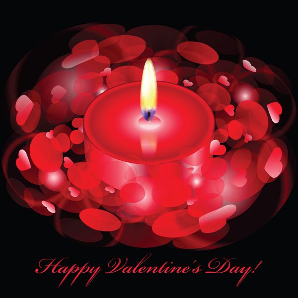 وکتور کارت تبریک روز ولنتاین با شمع قرمز