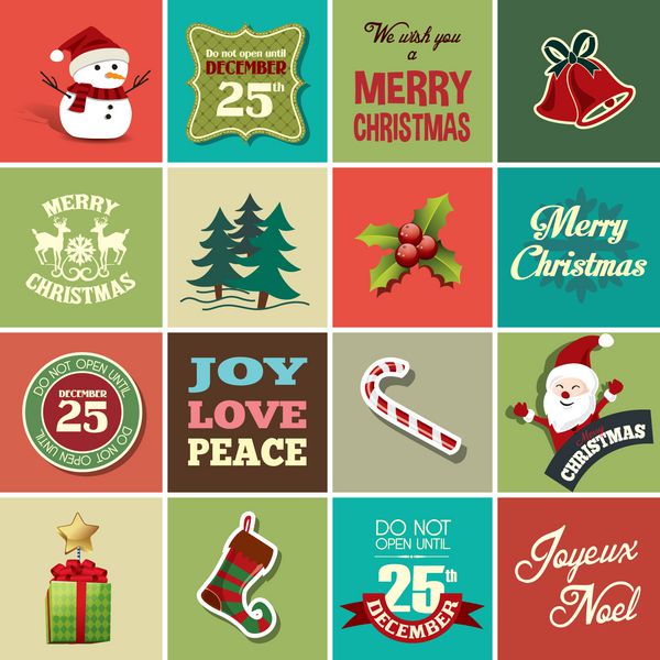 عناصر طراحی کریسمس برای کارت تبریک برچسب های هدیه و برچسب