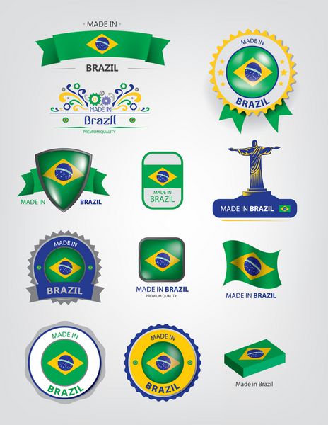 ساخت برزیل مجموعه مهر پرچم وکتور