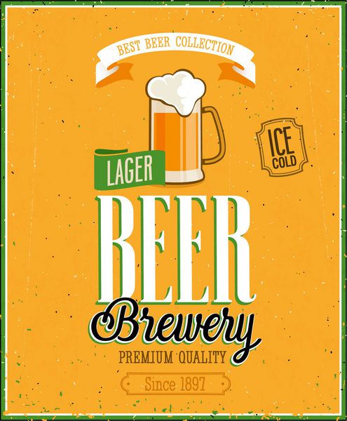 پوستر Vintage Beer Brewery وکتور