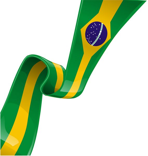 پرچم روبان برزیل در پس زمینه سفید