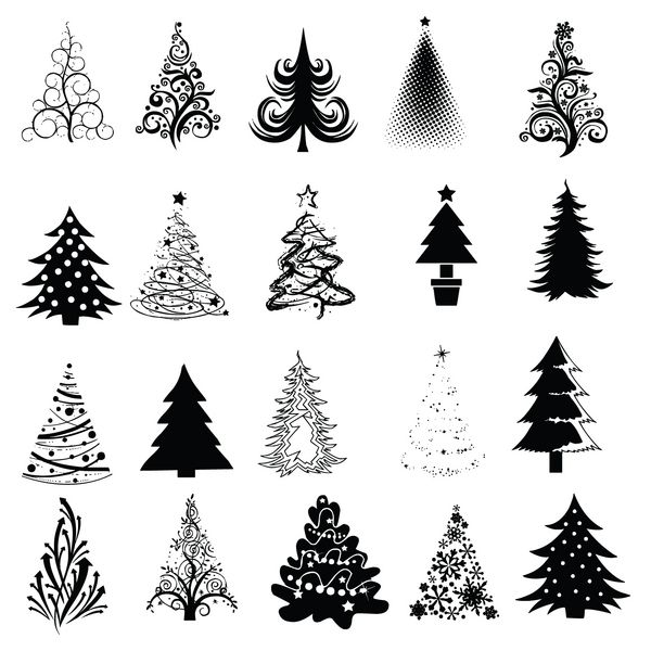 درختان کریسمس استایل شده مختلف وکتور